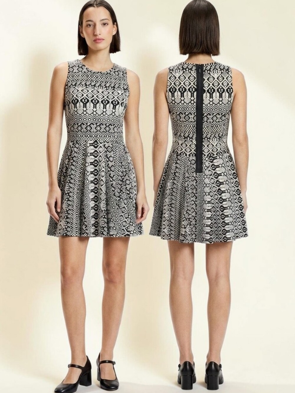 CYNTHIA ROWLEY Geometric Print Fit & Flare Casual Dress - Size S